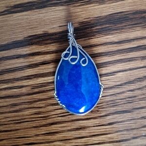 Lapis Lazuli Teardrop Wire-Wrapped Pendant